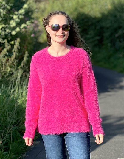 fluffy pink sweater