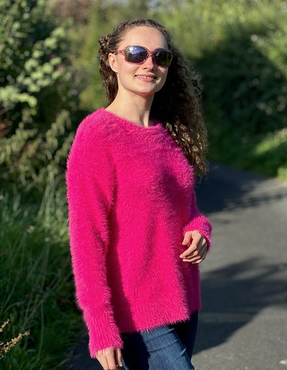 fluffy pink sweater