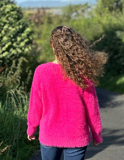 fluffy pink sweater