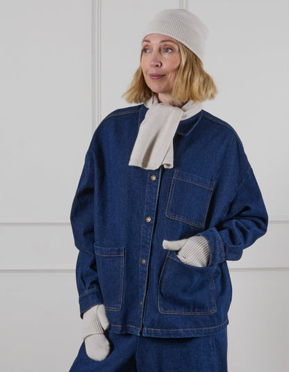 heavy denim boxy fit jacket with work inspired detail and fit