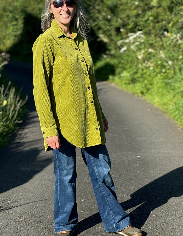 lime green cotton cord shirt