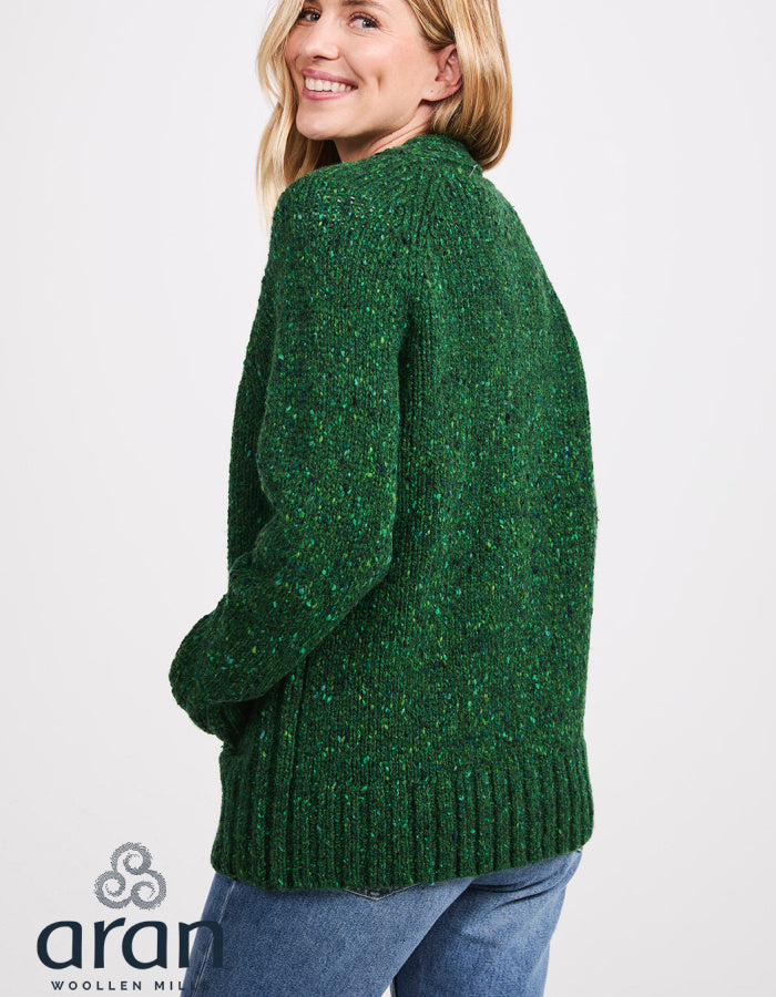 Aran Mills Cardigan with Side Pockets in Garden Green