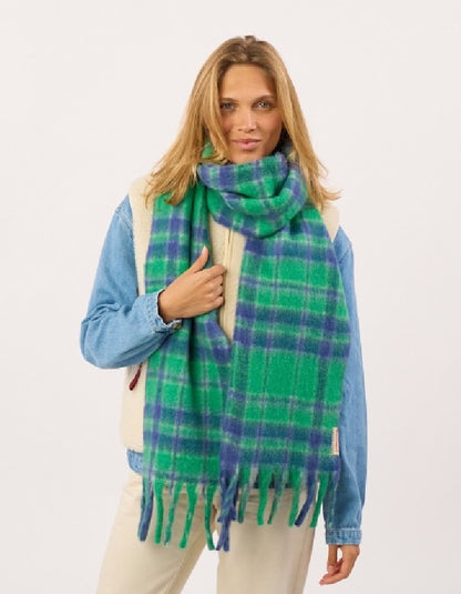 Billy Belt Green and Blue Fluff Scarf