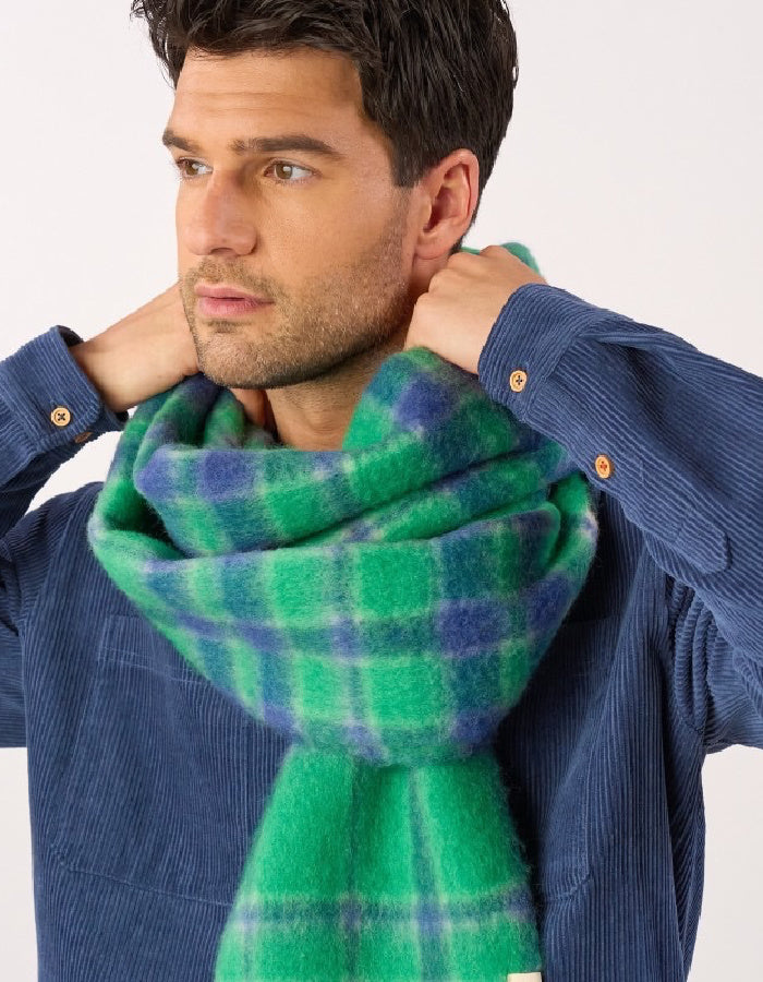 Billy Belt Green and Blue Fluff Scarf