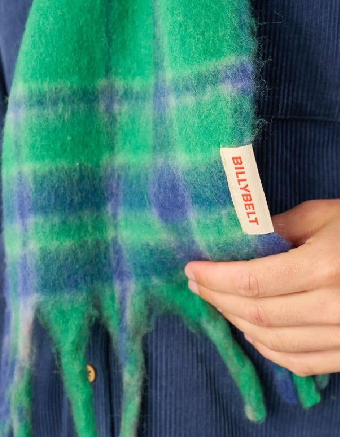 Billy Belt Green and Blue Fluff Scarf
