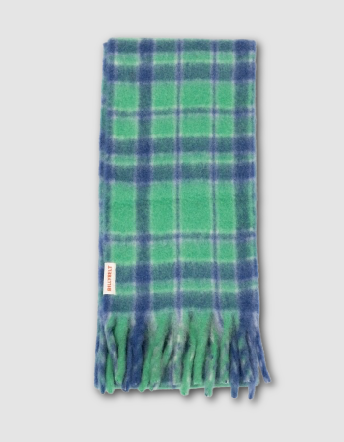 Billy Belt Green and Blue Fluff Scarf