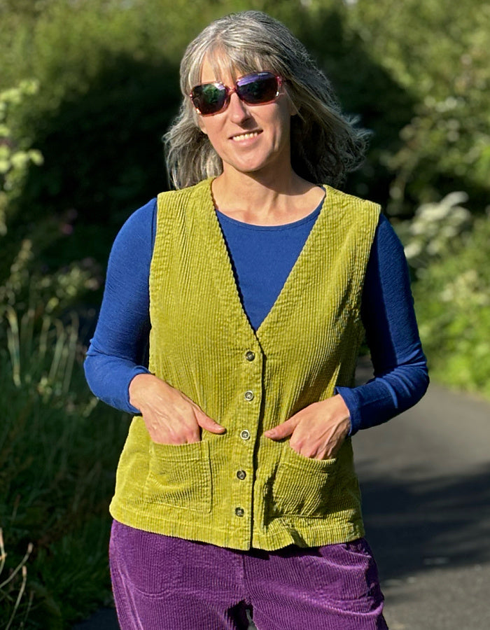 lime green cord waistcoat