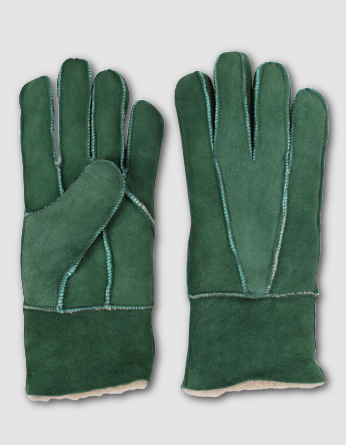 Danefae No Waste Sheepskin Gloves in Fall Green
