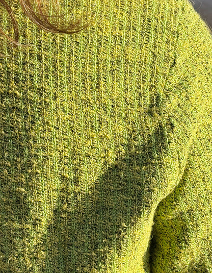 cropped lime green cotton summer sweater to wear over a dress or with high waist trousers