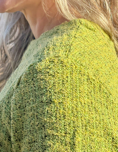 cropped lime green cotton summer sweater to wear over a dress or with high waist trousers