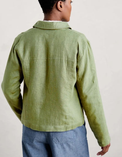 green linen jacket