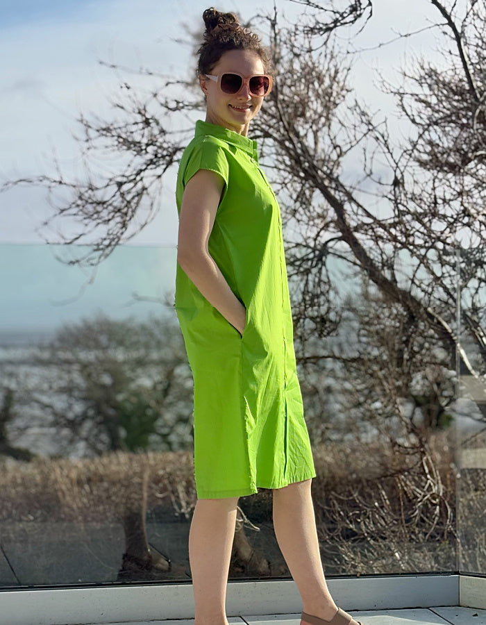 Kaleido Key Lime Cotton Shirt Dress