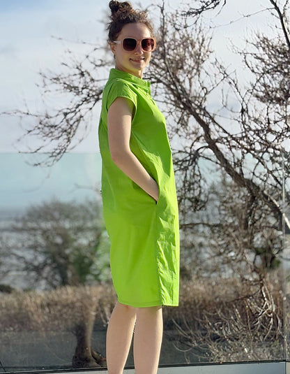 Kaleido Key Lime Cotton Shirt Dress