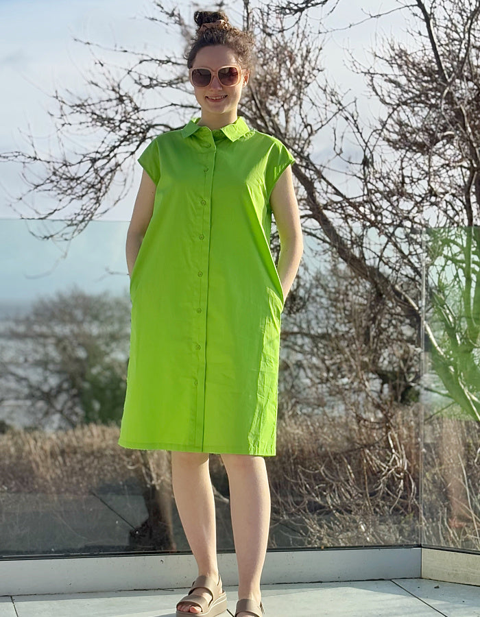 Kaleido Key Lime Cotton Shirt Dress