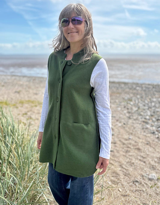 See Saw Boiled Wool Waistcoat in Green