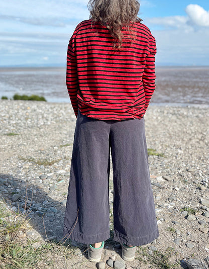 Cut Loose Culotte with Soft Waist in Grey Baby Cord