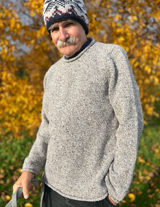 Fisherman out of Ireland Men's/Unisex Donegal Tweed Rollneck Jumper in Dry Stone Wall