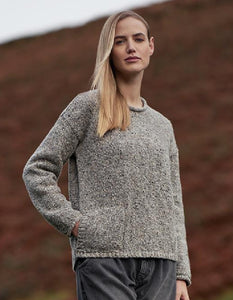 Fisherman out of Ireland Roll Neck Sweater with Patch Pocket in Grey