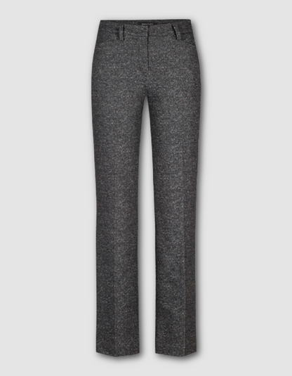 wide leg straight fit pull on trouser in tweed effect charcoal grey