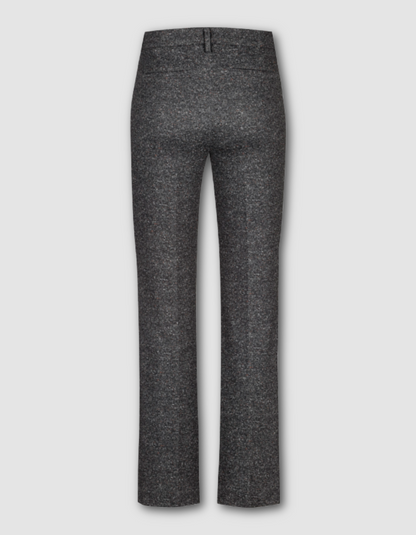 wide leg straight fit pull on trouser in tweed effect charcoal grey