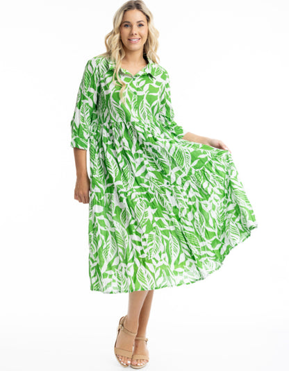 Orientique Hayman Green Midi Shirt Dress