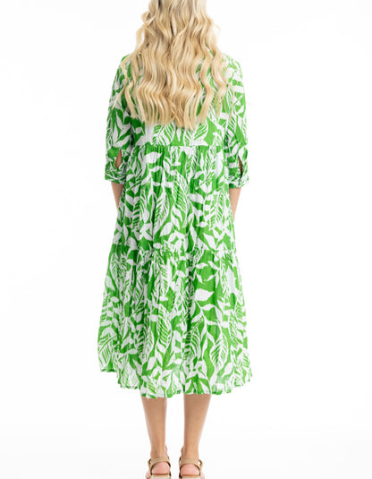 Orientique Hayman Green Midi Shirt Dress