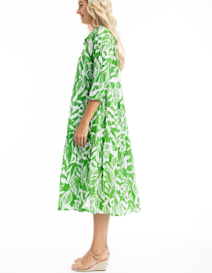 Orientique Hayman Green Midi Shirt Dress