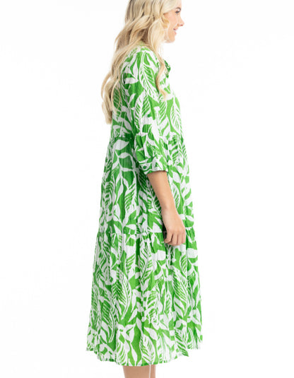 Orientique Hayman Green Midi Shirt Dress