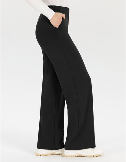 classic black side leg straight fit trousers