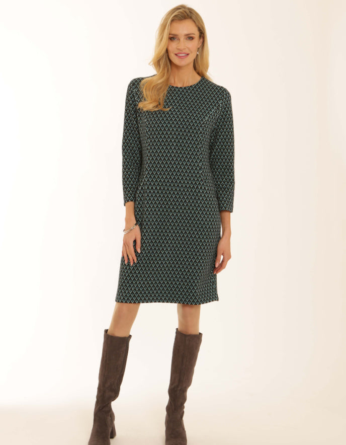 Pomodoro Jacquard Dress in Blue & Red