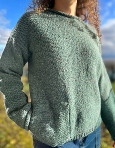 Fisherman out of Ireland Roll Neck Sweater with Patch Pocket in Jade