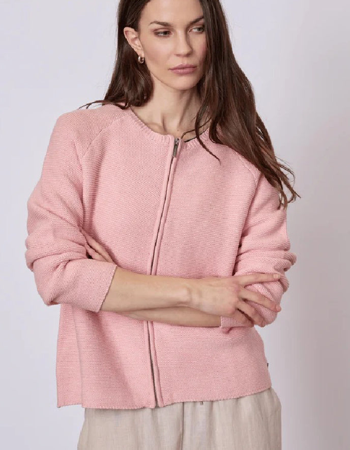 Red Green Jazz Knit Cardigan in Pink