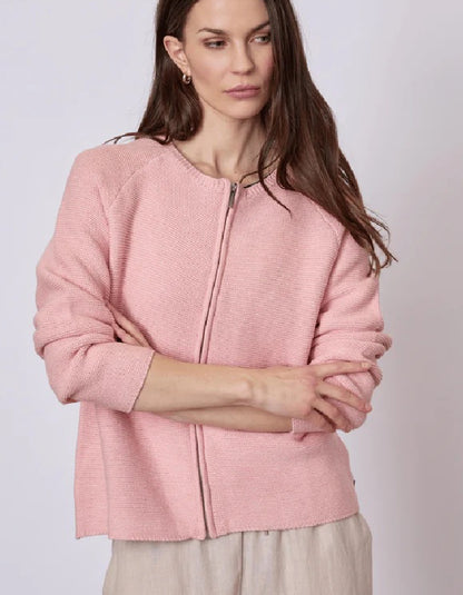 Red Green Jazz Knit Cardigan in Pink