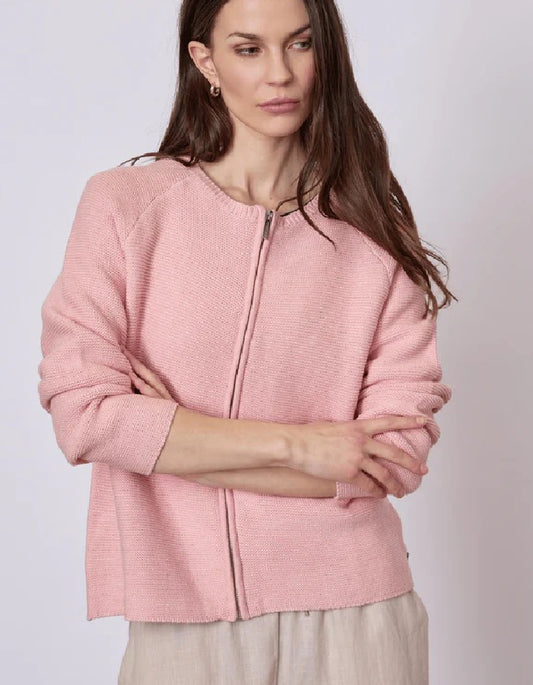 Red Green Jazz Knit Cardigan in Pink