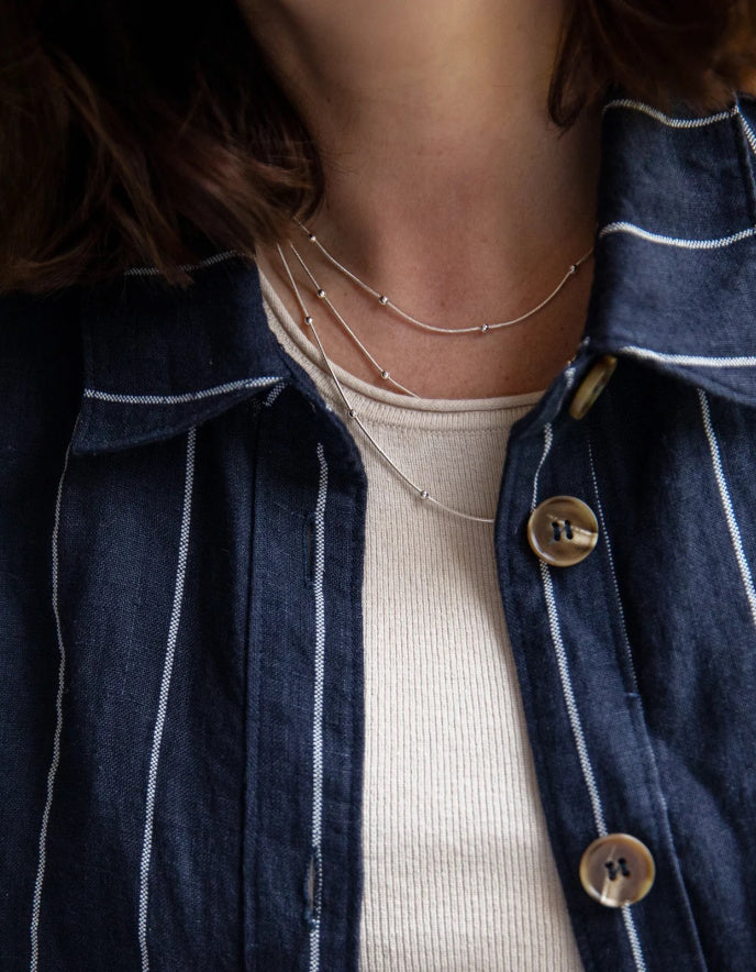navy pinstripe oversized linen jacket