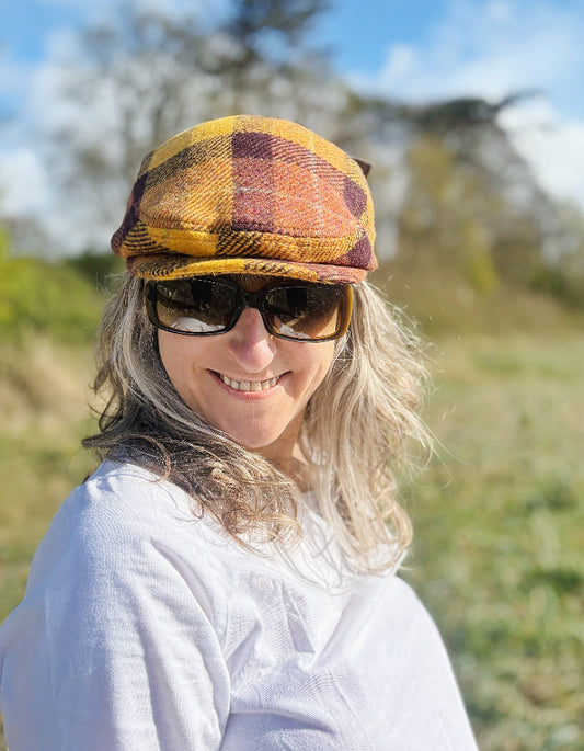 Heather Kelty Flat Cap in Autumn Check