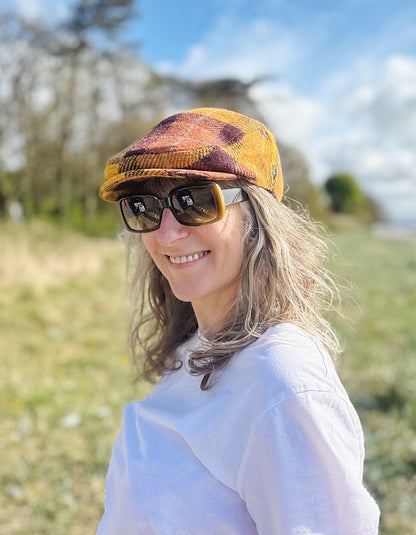 Heather Kelty Flat Cap in Autumn Check