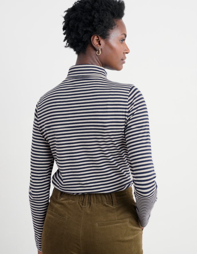 Seasalt Landing Roll Neck Top in Pellitras Hessian Maritime