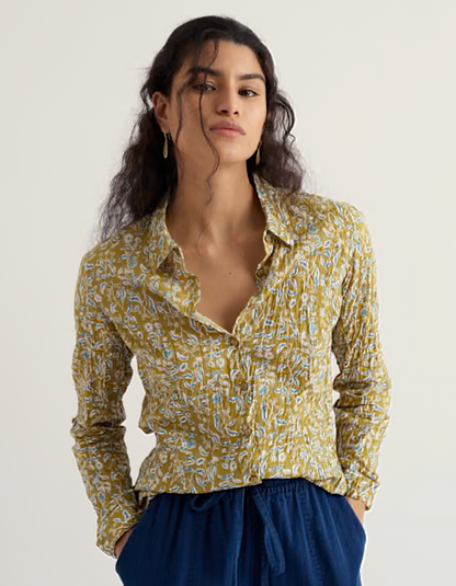 yellow floral cotton shirt