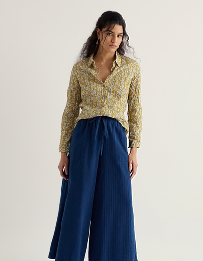 yellow floral cotton shirt