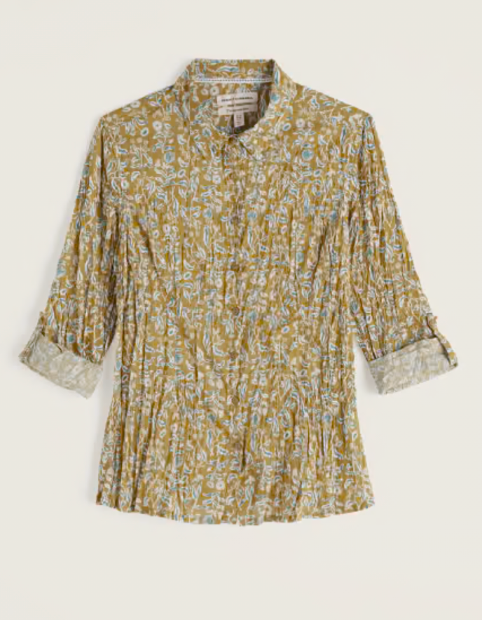 yellow floral cotton shirt