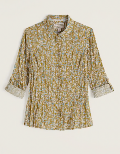 yellow floral cotton shirt