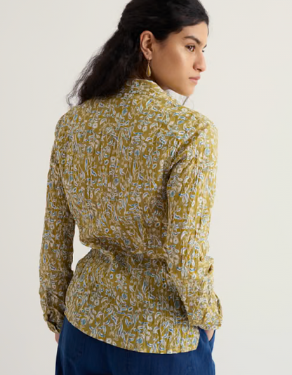 yellow floral cotton shirt