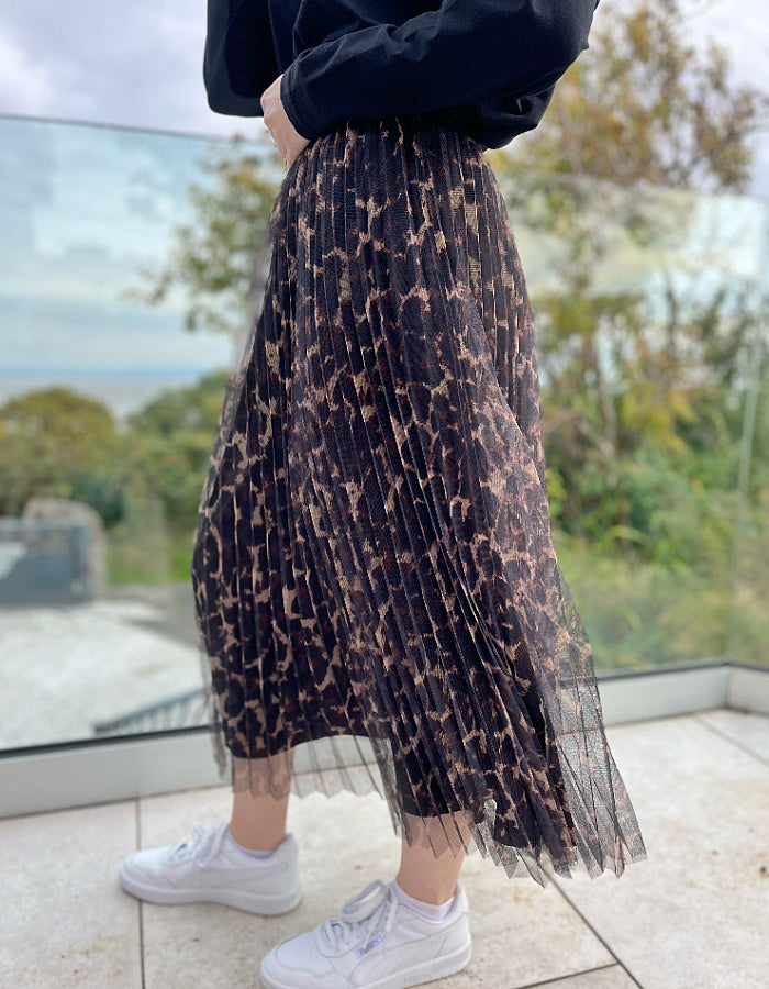 Midi length leopard skirt best sale