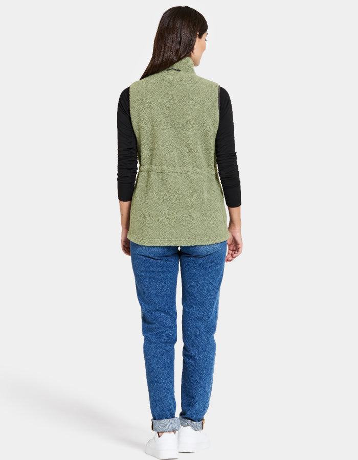 light green sherpa pile gilet with zip