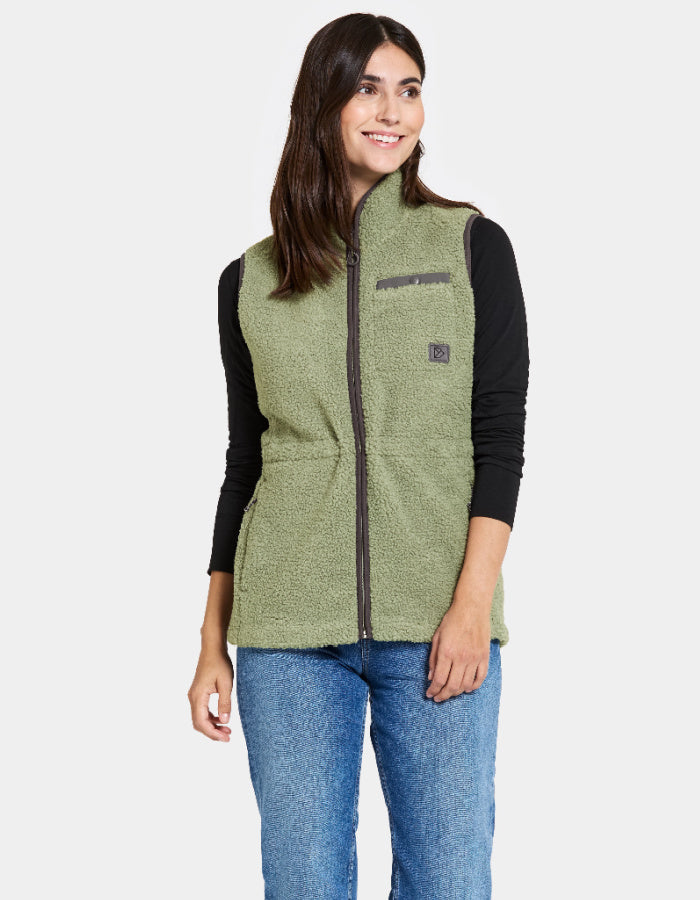 light green sherpa pile gilet with zip