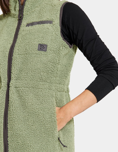 light green sherpa pile gilet with zip