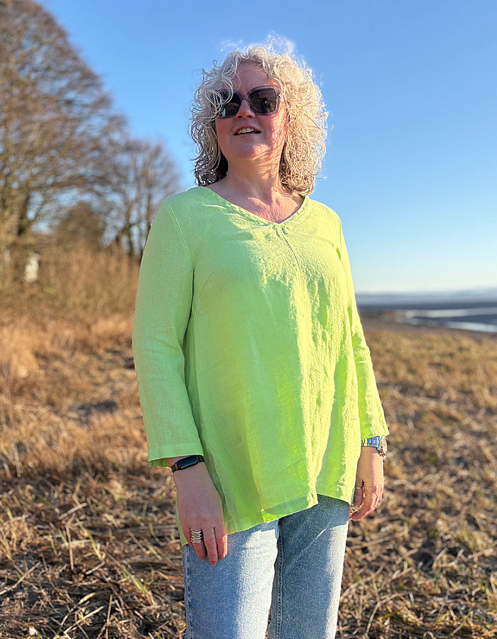 Vetono Linen Swing Tunic in Lime