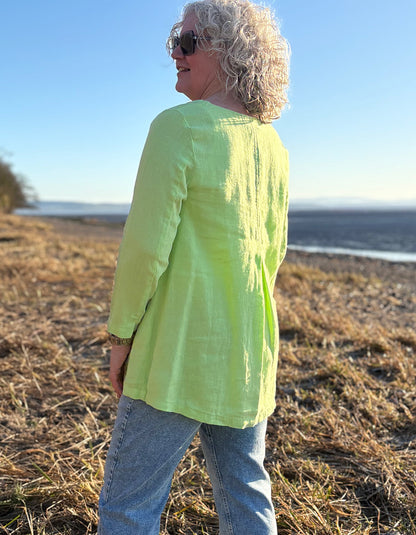 Vetono Linen Swing Tunic in Lime