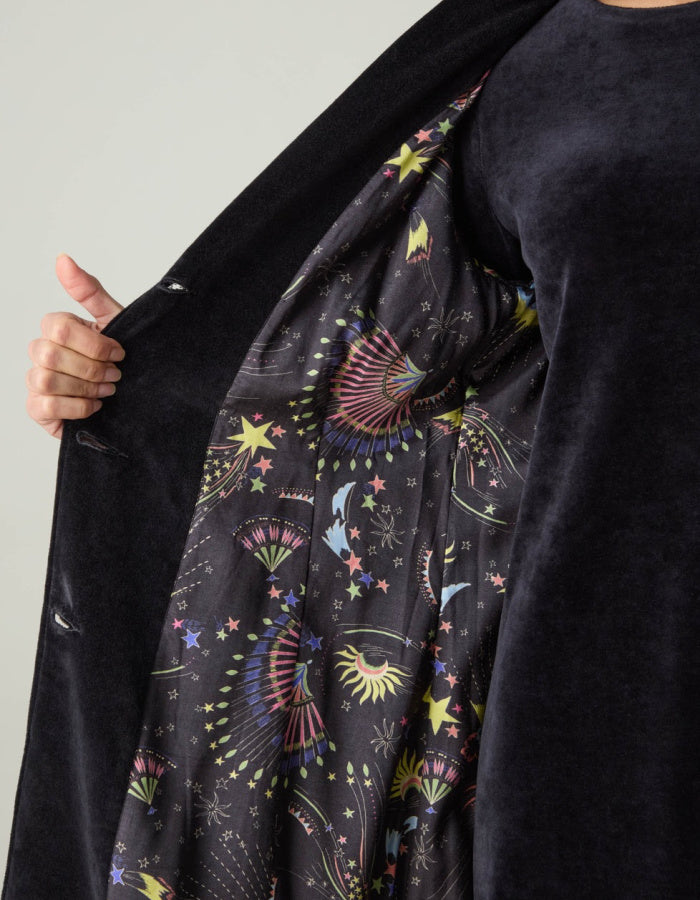 Sahara Print Lined Cotton Velvet Coat